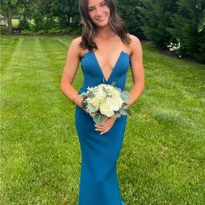 Cute Dark Teal Strapless Maxi Dress